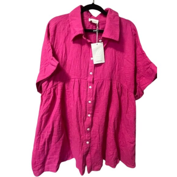 Andree Tops - Andree by unit floral babydoll BUTTON UP SIZE 3X